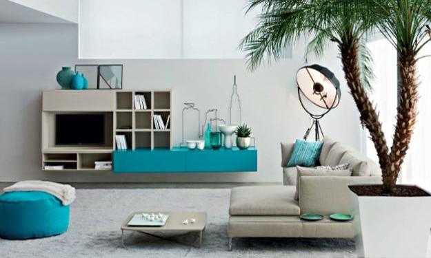 modern interior design with turquoise colors