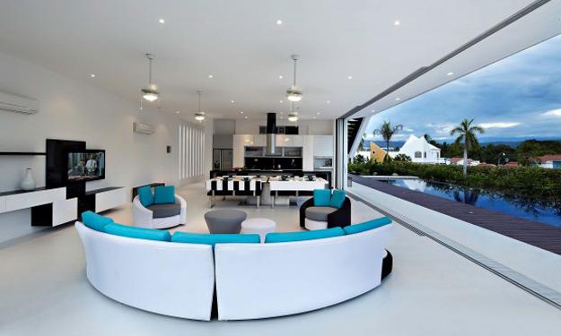 modern interior design with turquoise colors