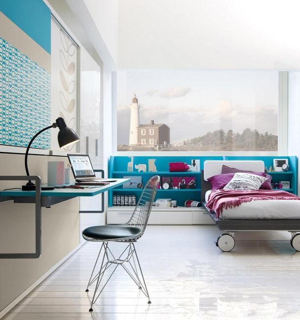 modern interior design with turquoise colors