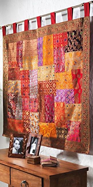 room furniture and home accessories with colorful patchwork fabrics made