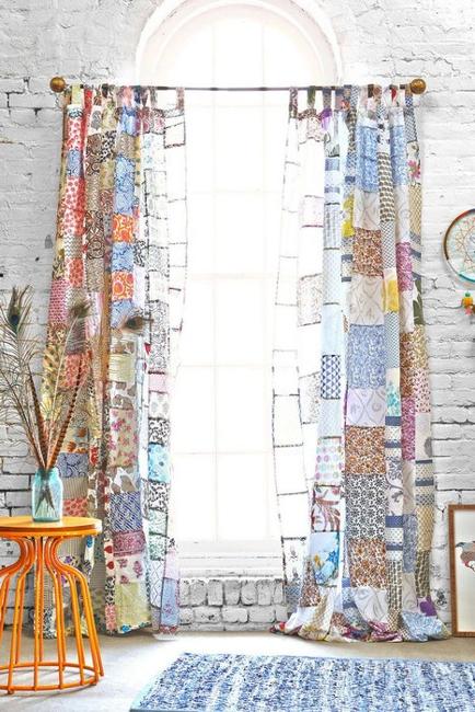 room furniture and home accessories with colorful patchwork fabrics made