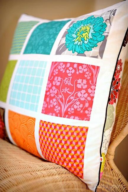 room furniture and home accessories with colorful patchwork fabrics made