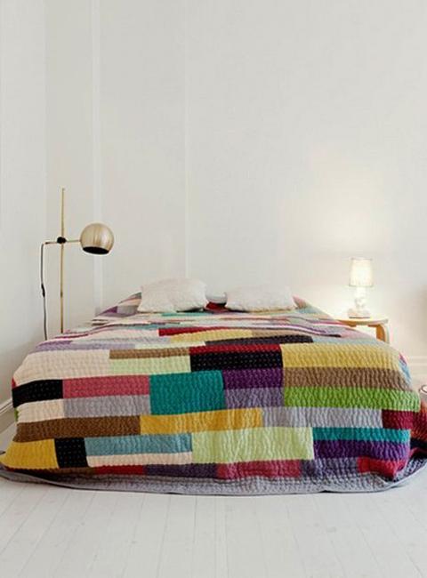 room furniture and home accessories with colorful patchwork fabrics made