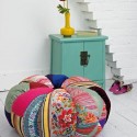 room furniture and home accessories made with colorful patchwork fabrics