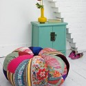 room furniture and decor accessories made with colorful patchwork fabrics