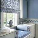 modern bathroom decorating with fabric roman shades
