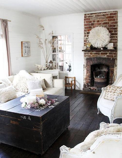 Mixing Gray and Brown Colors with White Decorating Ideas, Cozy Shabby