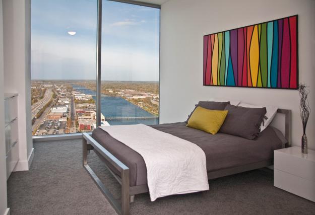 bedroom design with paintings and prints as a modern wall decorations